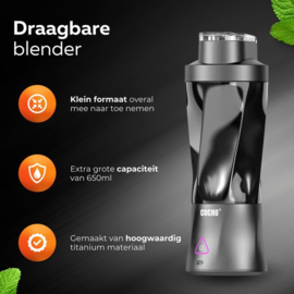 COCHO® Blender To Go Kies een Kleur - Smoothie Maker 650ML - Oplaadbare Mini Blender - Smoothies & Shakes - Draadloos & Draagbaar - Fruit Mixer - USB Oplaadbaar
