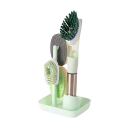 COCHO® 4 in 1 Afwasborstel - Afwasborstel met zeepdispenser - Afwasborstel set met houder - Schoonmaakborstel - Borstel