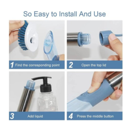 COCHO® 4 in 1 Afwasborstel - Afwasborstel met zeepdispenser - Afwasborstel set met houder - Schoonmaakborstel - Borstel