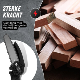 COCHO® Mini kettingzaag 6 Inch - Snoeizaag - Kettingzaag - Kettingzaag Electrisch met 2 Accu en 2 Zaagketting - Inclusief Koffer Zwart