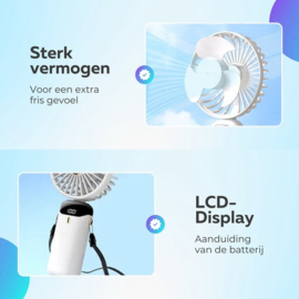 COCHO® Draagbare Hand Ventilator Blauw - Airco Verkoeling 5 standen USB Oplaadbaar - Nek Ventilator -Draadloos & Oplaadbaar