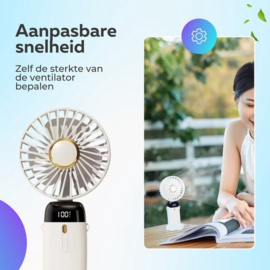 COCHO® Draagbare Hand Ventilator Blauw - Airco Verkoeling 5 standen USB Oplaadbaar - Nek Ventilator -Draadloos & Oplaadbaar