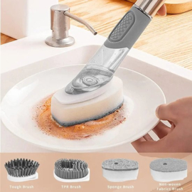 COCHO® 4 in 1 Afwasborstel - Afwasborstel met zeepdispenser - Afwasborstel set met houder - Schoonmaakborstel - Borstel