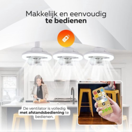 COCHO® Plafondventilator Met Afstandsbediening - Plafondventilator - Inbouwventilator, 25,5 cm, Dimbaar Met Afstandsbediening - Intelligente Kleurverandering Met 3 Lampen En 3 Snelheden Voor Slaapkamer