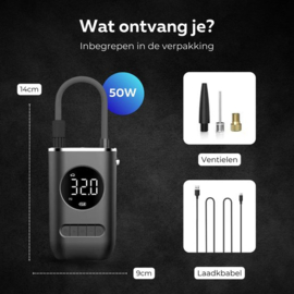 COCHO® Elektrische fietspomp - Scooter Motor Auto - Draagbare luchtcompressor bandenpomp - Tot wel 10.3 bar - USB oplaadbaar