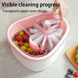 COCHO® groente- en fruitreiniger, fruitgroente spinner met kom, fruitschonere kom met volledige zijdige spin scrubberborstel draagbaar voedselreinigingsgereedschap fruitreiniger met zelfafvoerend systeem