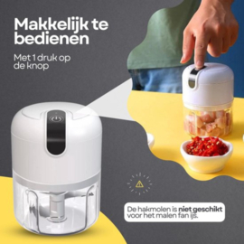 COCHO® Hakmolen elektrische - USB oplaadbal - Mini Portable Chopper - 250ml - Kies een Kleur  - Groentesijder