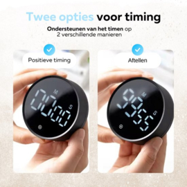 COCHO® Digitale Timer - Pomodoro Timer - Digitale Kookwekker - Magnetisch - LED Scherm - Draaiknop - Keukentimer
