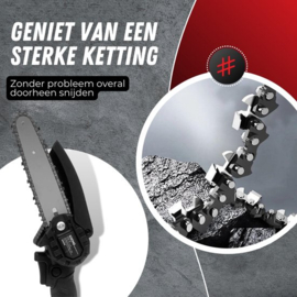 COCHO® Mini kettingzaag 6 Inch - Snoeizaag - Kettingzaag - Kettingzaag Electrisch met 2 Accu en 2 Zaagketting - Inclusief Koffer Zwart