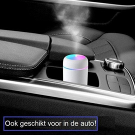 H2O Aroma Diffuser 300ML - USB Humidifier - Luchtbevochtiger Met ultrasone - Wit met led-verlichting - Voor kantoor, thuis, in de auto