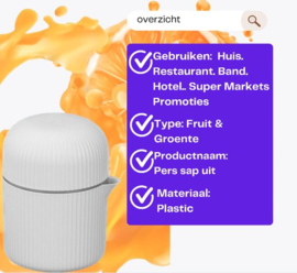 Citruspers handmatig  -Hand juicer – Citruspers – Juicers – Eierscheider - Sinaasappelpers – Citroenpers – Limoenpers – Citruspersen – Fruitpers