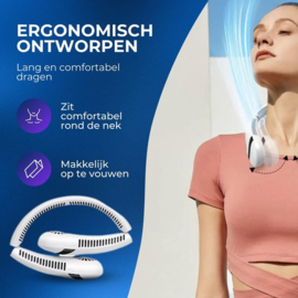 COCHO® Nek Ventilator Roze - 2023 Editie - Met LED Display - 3 Standen - 5000mAh - Opvouwbaar - Draadloos & Oplaadbaar - Nek Fan - Draagbare Mini Ventilator  - Met Koeling - Gezichtsventilator - Handventilator - Hals Ventilator