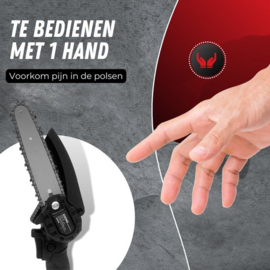 COCHO® Mini kettingzaag 6 Inch - Snoeizaag - Kettingzaag - Kettingzaag Electrisch met 2 Accu en 2 Zaagketting - Inclusief Koffer Zwart