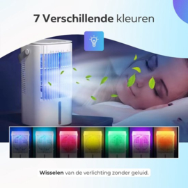 COCHO® Mini Aircooler Met Water 900ML - LED - Draagbare Airconditioning - Luchtkoeler - 4-in-1 Luchtkoeler - 120° Oscillatie - 3 Snelheden - Mini Airconditioning - Slaapkamer - Kantoor