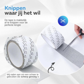 COCHO® Luxe Muggennet Reparatie Tape - Muggengaas Plakband - Gaas Wonen - Klussen Horren Tool - Horrengaas Tools - Grijs 5x200