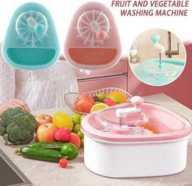 COCHO® groente- en fruitreiniger, fruitgroente spinner met kom, fruitschonere kom met volledige zijdige spin scrubberborstel draagbaar voedselreinigingsgereedschap fruitreiniger met zelfafvoerend systeem