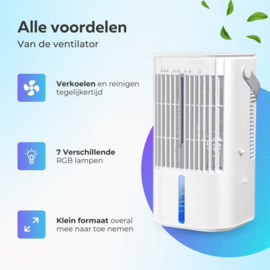 COCHO® Mini Aircooler Met Water 900ML - LED - Draagbare Airconditioning - Luchtkoeler - 4-in-1 Luchtkoeler - 120° Oscillatie - 3 Snelheden - Mini Airconditioning - Slaapkamer - Kantoor