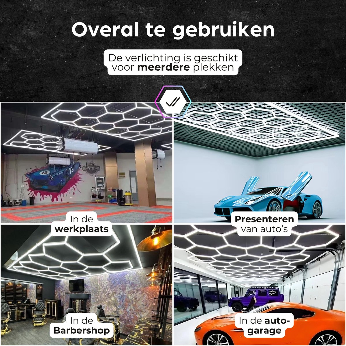 NEW Rebel Hexagon led - Kapper verlichting - Hexagon led panelen - Hexagon led garage - Spieder Verlichting- Garage verlichting
