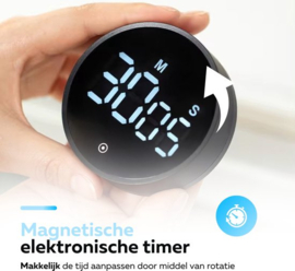 COCHO® Digitale Timer - Pomodoro Timer - Digitale Kookwekker - Magnetisch - LED Scherm - Draaiknop - Keukentimer