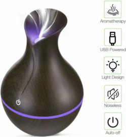 Aroma Diffuser 240ML - Luchtbevochtiger – Verdamp Olie Diffuser - Luchtbevochtiger – Verdamper – Aromatherapie - Geurverspreider - Vlam effect