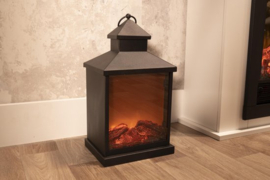 Grundig Haardlamp/ Lantaarn - Metaal - Vuursimulatie - LED - Timer - 36 cm