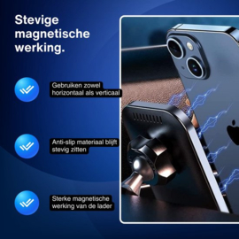 Autohouder Telefoonhouder met Draadloze Oplader - Geschikt voor alle Qi Apparaten - Maximale Laadsnelheid - Draadloos Opladen - Autolader Magnetisch - Auto Oplader