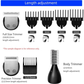 Kemei Baardtrimmer - Body groomer - 6 in 1 - Voor mannen - Waterdicht - Voor baardhaar - Hoofdhaar - Lichaamshaar