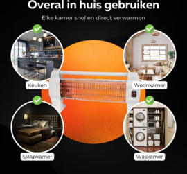 COCHO® Elektrische kachel 2 Standen Rood - Vrijstaand - Infrarood kachel - Infraroodkachel vrijstaand - Infrarood kachel - Straalkachel - Verwarming
