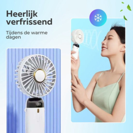 COCHO® Draagbare Hand Ventilator Blauw - Airco Verkoeling 5 standen USB Oplaadbaar - Nek Ventilator -Draadloos & Oplaadbaar