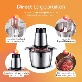 COCHO® Elektrische Vleesmolen - Elektrische Keukenmahine - Elektrische Keuken Slicer - Antislip Ontwerp - 3 Liter - 2 Standen