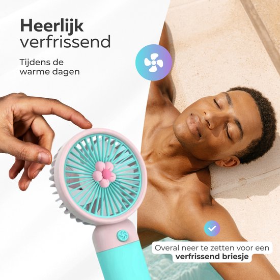 COCHO® Mini Ventilator - Draagbare Hand Ventilator - Mini Ventilator USB Oplaadbaar - Ventilator -Draadloos & Oplaadbaar