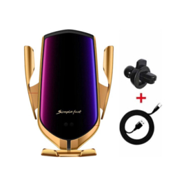 Universele draadloze autolader Goud | 10W QI lader | Draadloos laden | Ventilatie | Automatische infrarood detectie - GSH houder