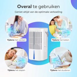 COCHO® Mini Aircooler Met Water 900ML - LED - Draagbare Airconditioning - Luchtkoeler - 4-in-1 Luchtkoeler - 120° Oscillatie - 3 Snelheden - Mini Airconditioning - Slaapkamer - Kantoor