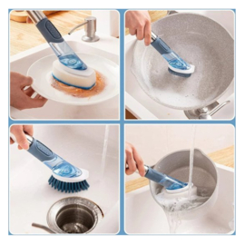 COCHO® 4 in 1 Afwasborstel - Afwasborstel met zeepdispenser - Afwasborstel set met houder - Schoonmaakborstel - Borstel