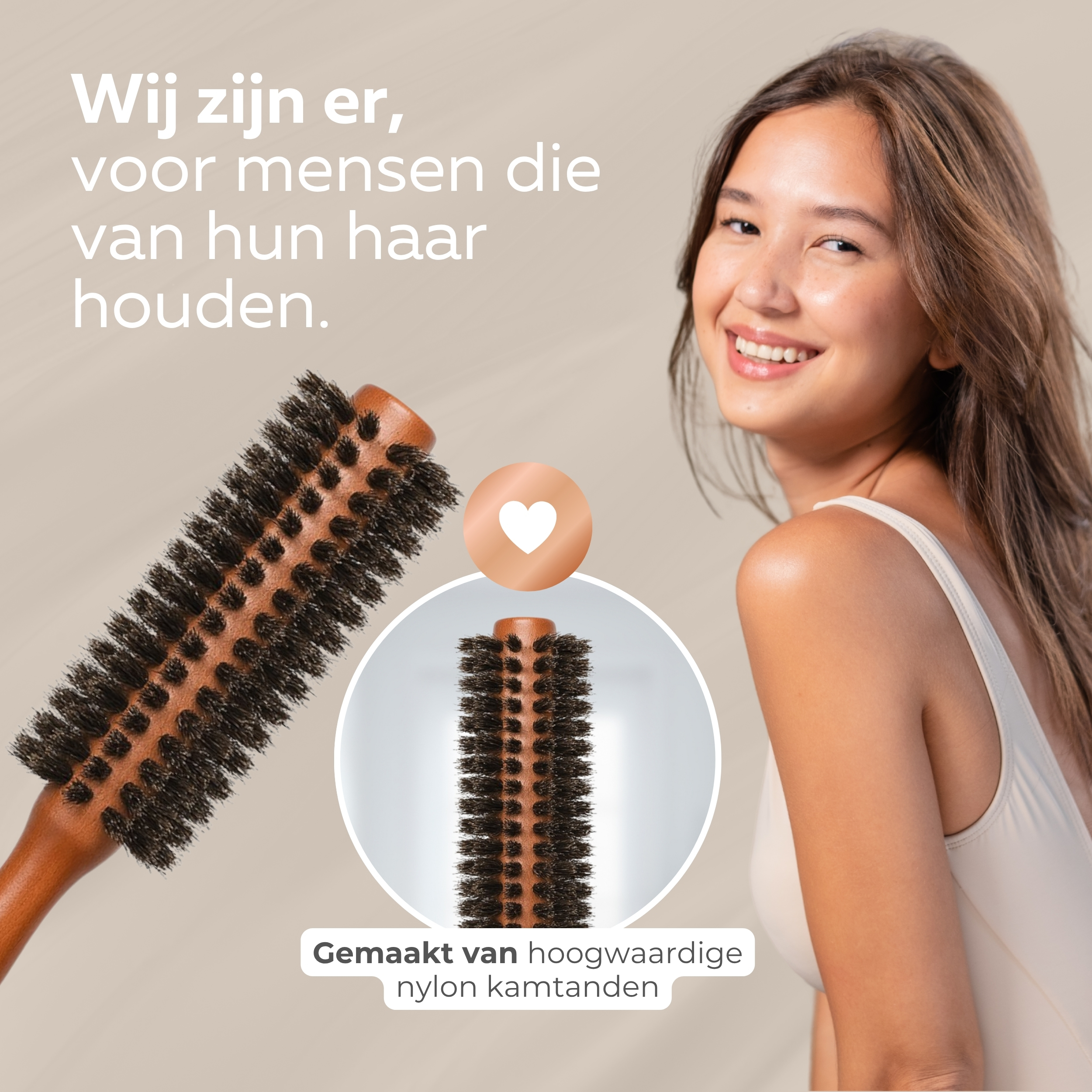 COCHO® Ronde haarborstels met wildzwijnhaar - 2 stuks - Houten borstels met natuurlijke haren - Antistatisch en hittebestendig