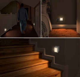 2 x LED-nachtlampje plug-in/stopcontact -nachtlampje met dag/nacht sensor - plugin ledlamp – Nachtlampje - warm licht – dimbaar – Voor in de baby/kinder kamer