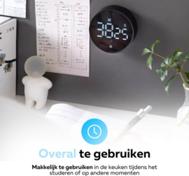 COCHO® Digitale Timer - Pomodoro Timer - Digitale Kookwekker - Magnetisch - LED Scherm - Draaiknop - Keukentimer