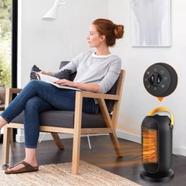 Elektrische kachel – 3 standen – Ventilatorkachel - Met omvalbeveiliging en oververhittingsbeveiliging - Draaifunctie - Verwarming - wit /1500W