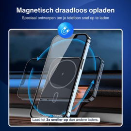 Autohouder Telefoonhouder met Draadloze Oplader - Geschikt voor alle Qi Apparaten - Maximale Laadsnelheid - Draadloos Opladen - Autolader Magnetisch - Auto Oplader