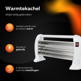 COCHO® Elektrische kachel 2 Standen Rood - Vrijstaand - Infrarood kachel - Infraroodkachel vrijstaand - Infrarood kachel - Straalkachel - Verwarming