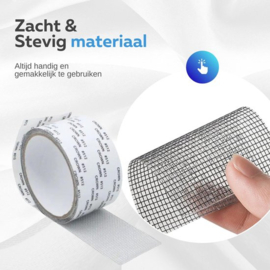 COCHO® Luxe Muggennet Reparatie Tape - Muggengaas Plakband - Gaas Wonen - Klussen Horren Tool - Horrengaas Tools - Grijs 5x200