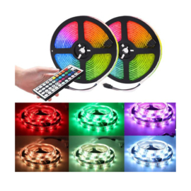 RGB Led strip - 5 m - 20 kleuren - incl. 44 button remote - Verlichting Binnen