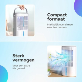 COCHO® Mini Aircooler Met Water 900ML - LED - Draagbare Airconditioning - Luchtkoeler - 4-in-1 Luchtkoeler - 120° Oscillatie - 3 Snelheden - Mini Airconditioning - Slaapkamer - Kantoor
