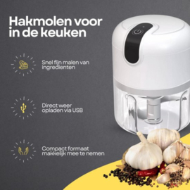 COCHO® Hakmolen elektrische - USB oplaadbal - Mini Portable Chopper - 250ml - Kies een Kleur  - Groentesijder