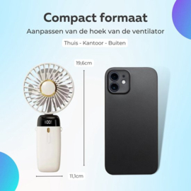 COCHO® Draagbare Hand Ventilator Blauw - Airco Verkoeling 5 standen USB Oplaadbaar - Nek Ventilator -Draadloos & Oplaadbaar