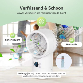 COCHO® Pro Mini Aircooler Met Water 420ML - LED 7 Kleuren - 3 Snelheden - Timerfunctie 2-4 uur - Draagbare Airconditioning - Luchtkoeler - 4-in-1 Luchtkoeler - Mini Airconditioning - Ventilator - Pro Mobiele Airconditioning