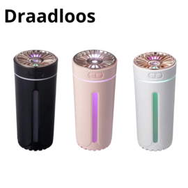 COCHO® Aroma Diffuser Draadloos 300ML - USB Humidifier - Luchtbevochtiger Met ultrasone - Roze met led-verlichting - Voor kantoor, thuis, in de auto