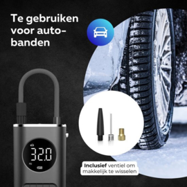 COCHO® Elektrische fietspomp - Scooter Motor Auto - Draagbare luchtcompressor bandenpomp - Tot wel 10.3 bar - USB oplaadbaar