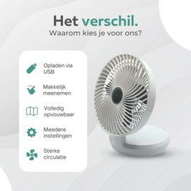 Draadloze Bureauventilator - Ventilator - Tafelventilator - Groen - 3 Windsnelheden