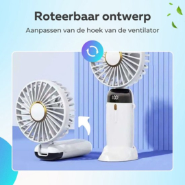 COCHO® Draagbare Hand Ventilator Blauw - Airco Verkoeling 5 standen USB Oplaadbaar - Nek Ventilator -Draadloos & Oplaadbaar